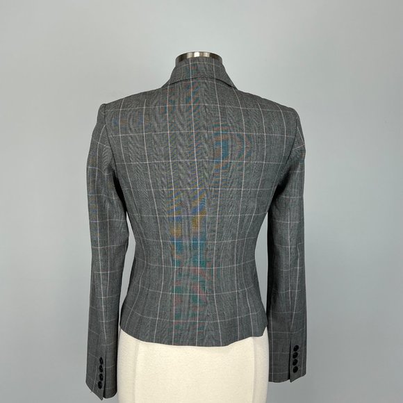 Tahari Womens Gray Glen Plaid Blazer Button Front Cropped Pockets size 6 - Picture 6 of 12